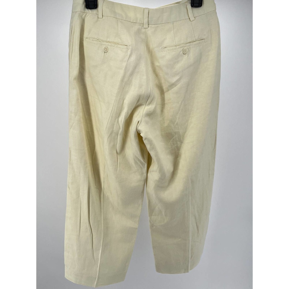Gap Womens Linen Pants Pale Yellow High Rise Wide Leg Cropped Size 6 - Picture 6 of 7